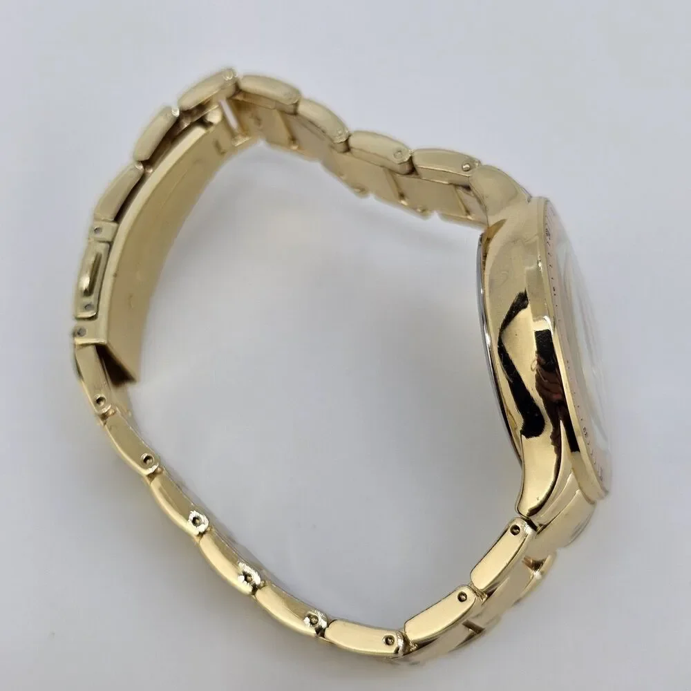 Nine West Women's Watch 35MM Gold Pink Dial Gold Bracelet Band 6.5